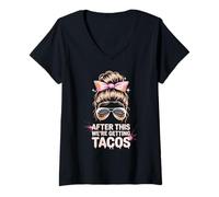 Mujer Divertido DESPUÉS DE Esto Esto Estamos CONSIGUIENDO Tacos Mud Run Muddy Dirt Bike Camiseta Cuello V