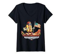 Mujer Divertido Día de la Independencia del 4 de Julio Mal día para ser un Perro Caliente Camiseta Cuello V
