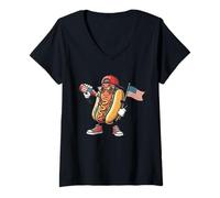 Mujer Divertido Día de la Independencia del 4 de Julio Mal día para ser un Perro Caliente Camiseta Cuello V