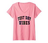 Mujer Divertido día de Prueba Vibes Testing Teacher Brush Stem History Camiseta Cuello V