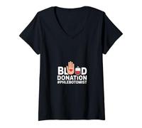 Mujer Divertido Dicho de donación de Sangre flebotomista Camiseta Cuello V