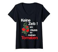 Mujer Divertido Dicho de Tomate sin Tiempo Tomate Jardinero Camiseta Cuello V