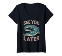 Mujer Divertido Dicho See You Later cocodrilo Retro Reptil Mujeres Hombres Camiseta Cuello V