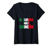 Mujer Divertido Dicho Suegro Chingon Orgullo Mexicano Camiseta Cuello V