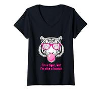Mujer Divertido Dicho Tigre Pero También Humano Sarcástico Camiseta Cuello V
