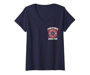 Mujer Divertido Director de Fuegos Artificiales para técnicos de Seguridad, Bandera de My Boom Squad Camiseta Cuello V