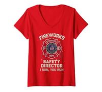 Mujer Divertido Director de Seguridad de Fuegos Artificiales con Texto en inglés I Run You Camiseta Cuello V