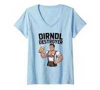 Mujer Divertido Dirndl Destroyer Oktoberfest Humor Camiseta Cuello V