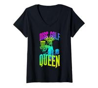 Mujer Divertido Disco de Golf Reina gótica Estatua de la Libertad Esqueleto Camiseta Cuello V