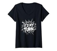 Mujer Divertido Discurso Es mi Turno para Niños y Niñas Camiseta Cuello V
