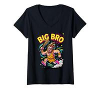 Mujer Divertido diseño Antiguo de Big Bro Caveman Stone Age para Hombres y niños Camiseta Cuello V