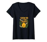 Mujer Divertido diseño de Abeja de Show Me The Honey Beekeeper Camiseta Cuello V