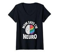 Mujer Divertido diseño de cerebro neurodiverso mamá dice que soy neuro Camiseta Cuello V