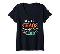 Mujer Divertido diseño de Chaos Coordinator, Bonito y Ocupado, Amante del café Camiseta Cuello V