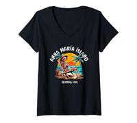 Mujer Divertido diseño de Esqueleto bajo el Sol abrasador de Anna Maria Island FL Camiseta Cuello V