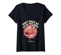 Mujer Divertido diseño de Flamenco para Hombres, Mujeres, niños, pájaros, Flamenco Rosa Camiseta Cuello V