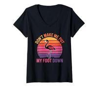 Mujer Divertido diseño de Flamenco para Hombres, Mujeres, niños, pájaros, Flamenco Rosa Camiseta Cuello V