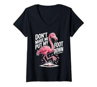 Mujer Divertido diseño de Flamenco para Hombres, Mujeres, niños, pájaros, Flamenco Rosa Camiseta Cuello V