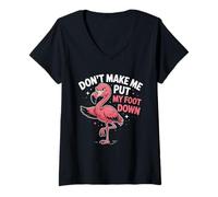 Mujer Divertido diseño de Flamenco para Hombres, Mujeres, niños, pájaros, Flamenco Rosa Camiseta Cuello V