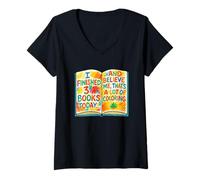 Mujer Divertido diseño de Libro para Colorear: terminé 3 Libros Hoy Camiseta Cuello V