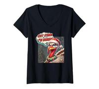 Mujer Divertido Diseño de Pavo Navideño - ¡No Soy Tu Cena! Camiseta Cuello V