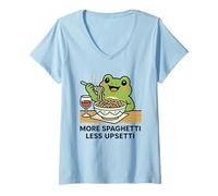 Mujer Divertido diseño de Rana Comiendo Espaguetis Camiseta Cuello V