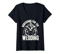 Mujer Divertido diseño de Shredding for The Wedding para la Fiesta del Novio de un Gorila Camiseta Cuello V