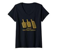 Mujer Divertido diseño de Sistema antirrobo Gen Z Camiseta Cuello V