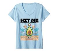 Mujer Divertido diseño de voleibol Hit Me With Your Best Guac Camiseta Cuello V