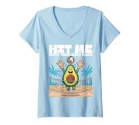 Mujer Divertido diseño de voleibol Hit Me With Your Best Guac Camiseta Cuello V