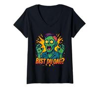 Mujer Divertido diseño de zombi con texto "Bist du OAG, cómic" Camiseta Cuello V