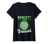 Mujer Divertido diseño Retro de Dibujos Animados Anti Coles de Bruselas Camiseta Cuello V
