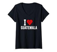 Mujer Divertido diseño retro I Love Guatemala con un corazón rojo Camiseta Cuello V