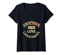 Mujer Divertido diseño Vintage de Sarcasm Is My Love Language Camiseta Cuello V