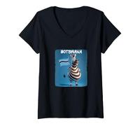 Mujer Divertido Disfraz de Cebra regordeta con Bandera de Botswana Camiseta Cuello V