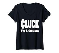 Mujer Divertido Disfraz de Cluck I'm A Chicken Halloween Last Minute Camiseta Cuello V