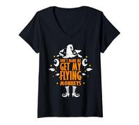 Mujer Divertido Disfraz de Halloween Don't Make Me Get My Flying Monkeys Camiseta Cuello V