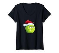 Mujer Divertido Disfraz de Manzana Verde en Navidad para los Amantes de Las Manzanas Camiseta Cuello V