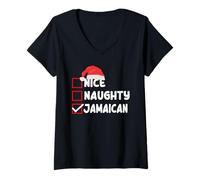 Mujer Divertido Disfraz de Navidad jamaicano con Texto en inglés Camiseta Cuello V