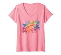 Mujer Divertido Educativo Rockstar Profesor Matemáticas Equipo Música Enseñanza Camiseta Cuello V