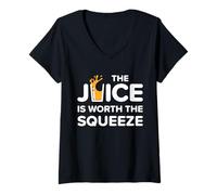 Mujer Divertido El Jugo Vale la pena Exprimir Dieta Saludable de Jugo Camiseta Cuello V
