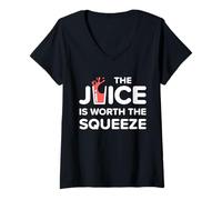 Mujer Divertido El Jugo Vale la pena Exprimir Dieta Saludable de Jugo Camiseta Cuello V