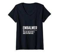 Mujer Divertido embalsamador Diciendo la última Sonrisa en tu Cara Camiseta Cuello V