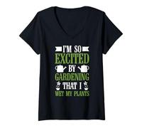 Mujer Divertido emocionado mojado mis plantas jardinería amante de las plantas jardinero Camiseta Cuello V