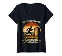 Mujer Divertido en mi Camino al baño sin género para Tomar una Ella/It Camiseta Cuello V