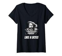 Mujer Divertido Enrique VIII Camiseta Cuello V