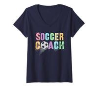 Mujer Divertido Entrenador de Fútbol Jugar Mamá Cabello No Cuida Tacos Princesa Camiseta Cuello V