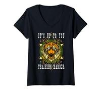 Mujer Divertido entrenamiento Calistenics para entrenar a tigre art deco Camiseta Cuello V