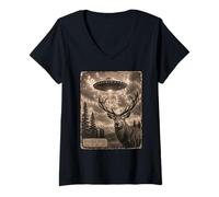 Mujer Divertido expediente de secuestro de ovnis alienígenas con evidencia de Ciervos 47-1978 Camiseta Cuello V