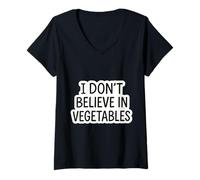 Mujer Divertido fanático de la Dieta cetogénica de carnívoros I Don't Believe In Vegetables Camiseta Cuello V